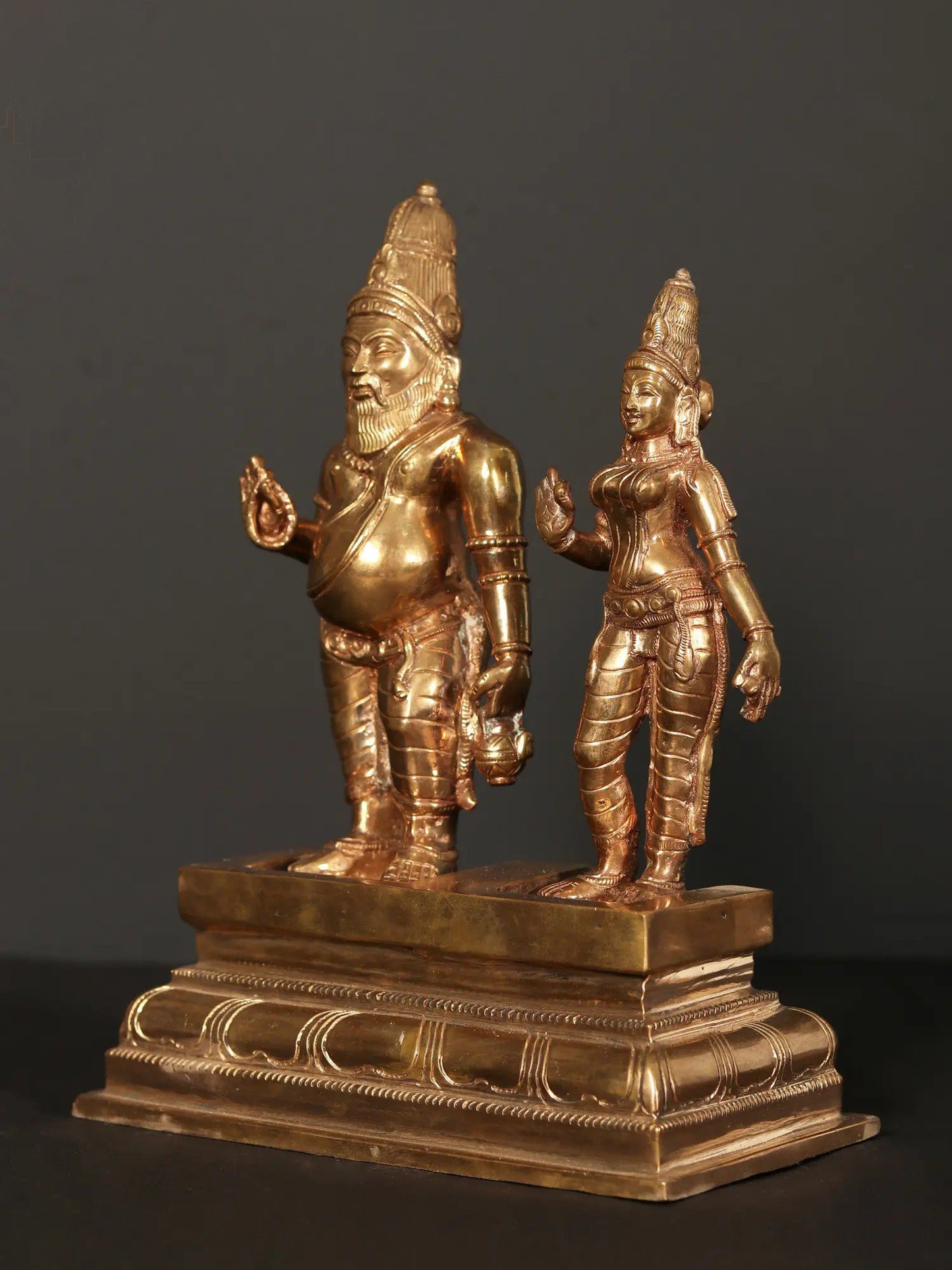 9" Agastya Muni With His Wife Lopamudra In  Bronze Statue | Handmade Idol | Bronze Figurine