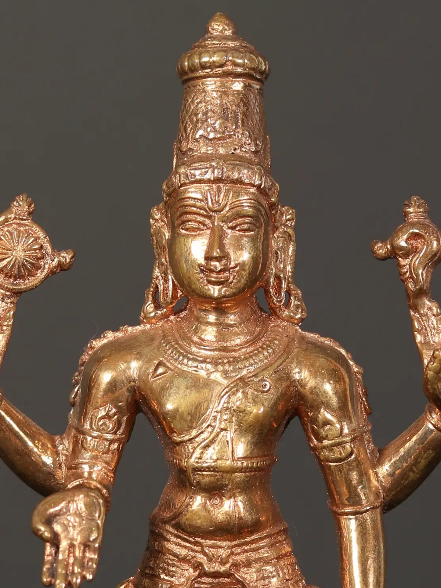 8" Lord Vishnu Idol Standing On Pedestal In Bronze Statue | Handmade Idol | Bronze Figurine