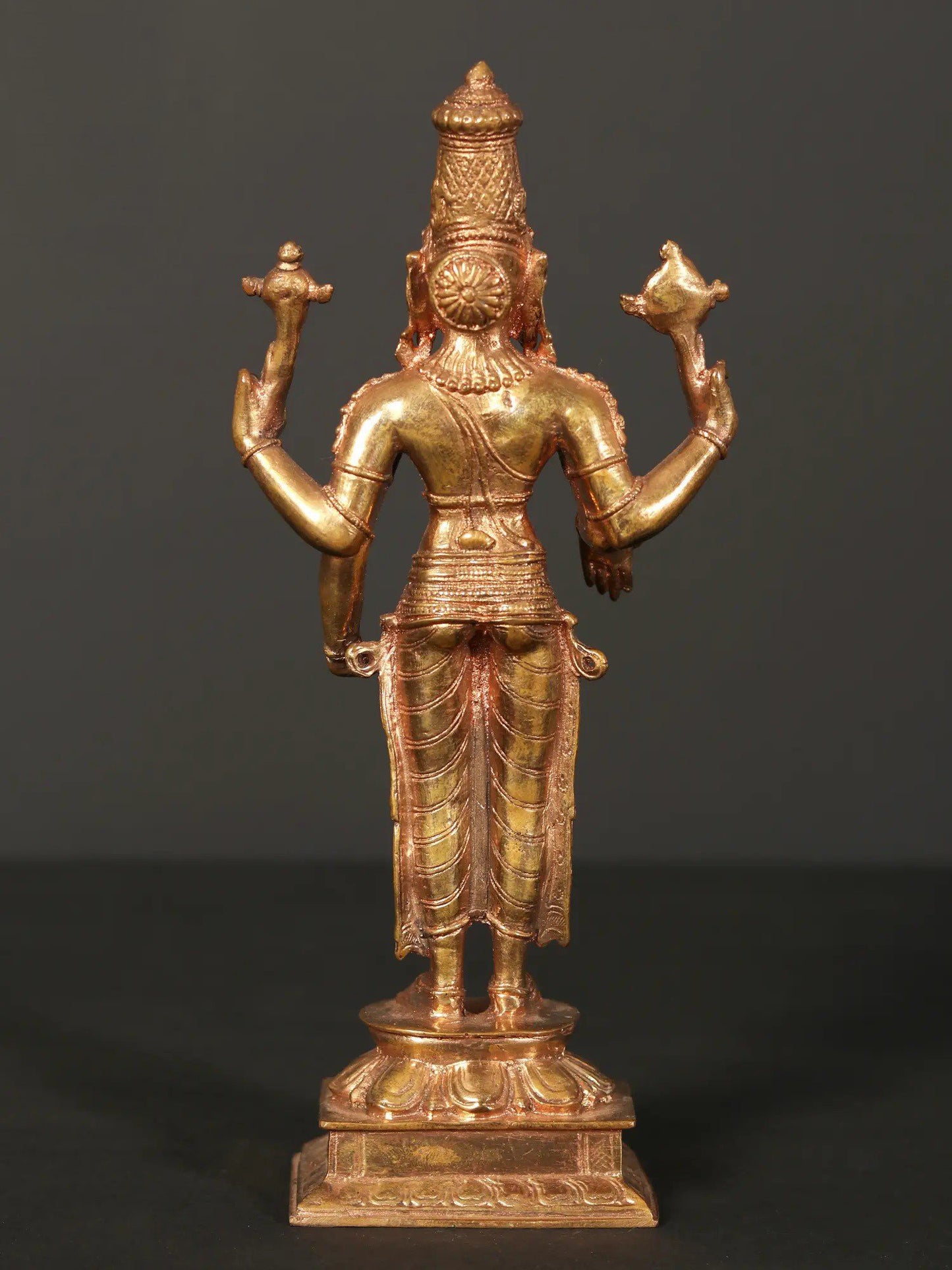 8" Lord Vishnu Idol Standing On Pedestal In Bronze Statue | Handmade Idol | Bronze Figurine