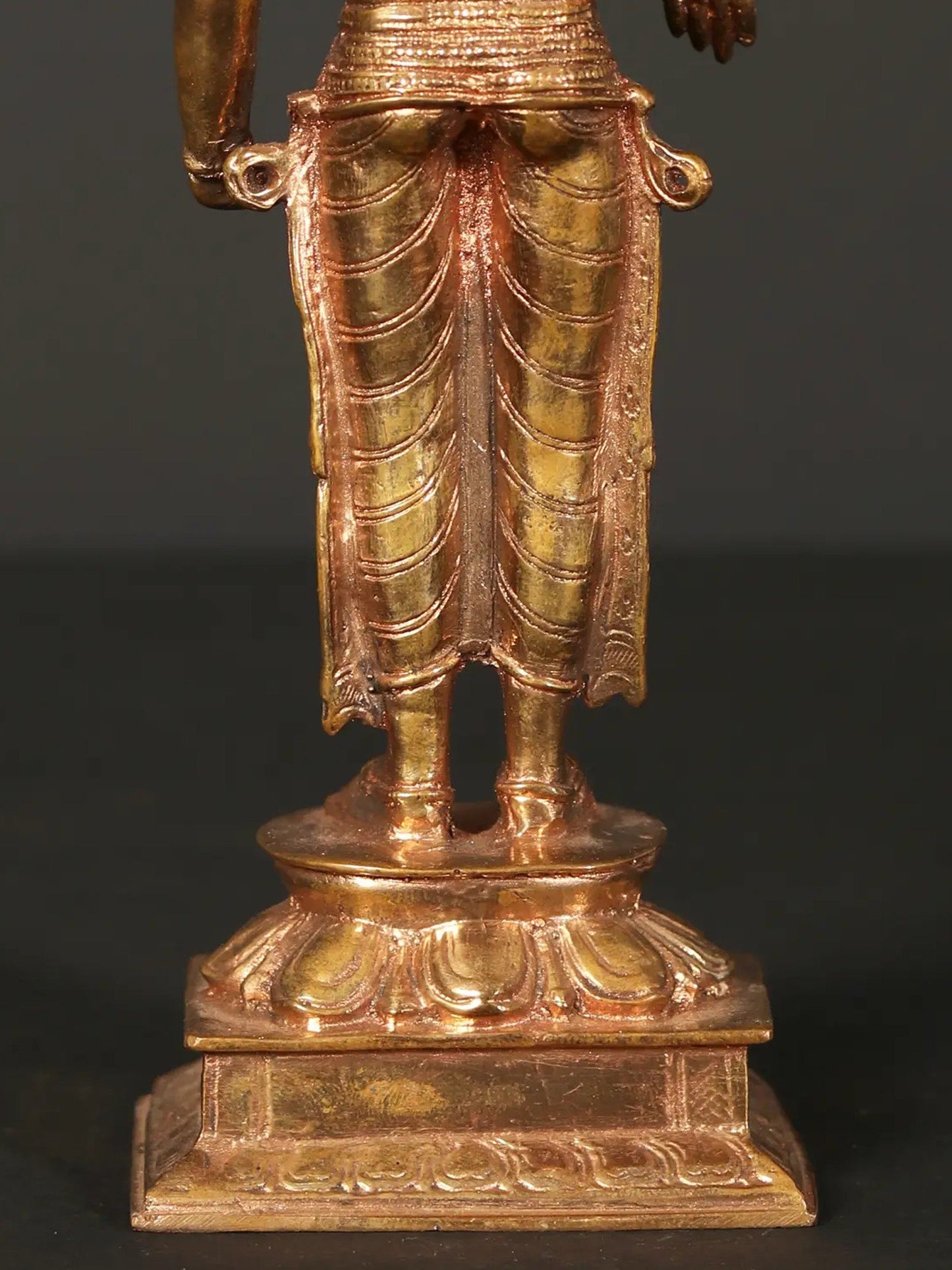 8" Lord Vishnu Idol Standing On Pedestal In Bronze Statue | Handmade Idol | Bronze Figurine