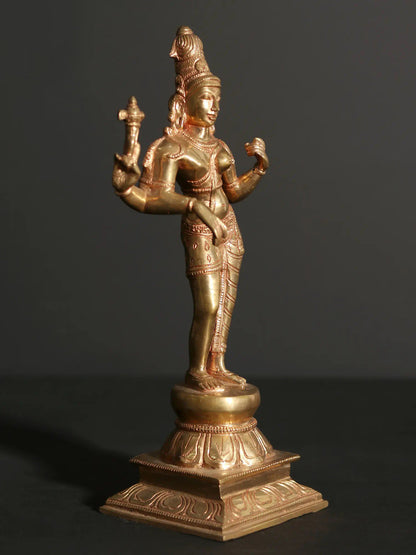 9" Ardhanarishvara Bronze Statue | Handmade Idol | Shiva-Shakti Bronze Sculpture