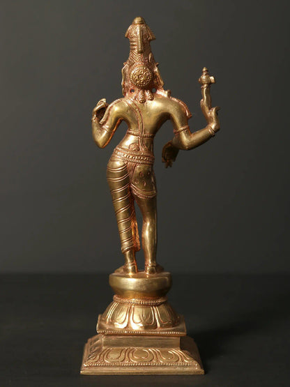 9" Ardhanarishvara Bronze Statue | Handmade Idol | Shiva-Shakti Bronze Sculpture