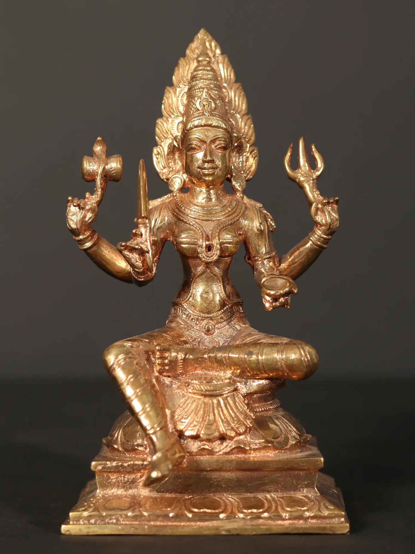 6" Bronze Goddess Mariamman Idol (South Indian Goddess Durga) | Handmade Goddess Statue