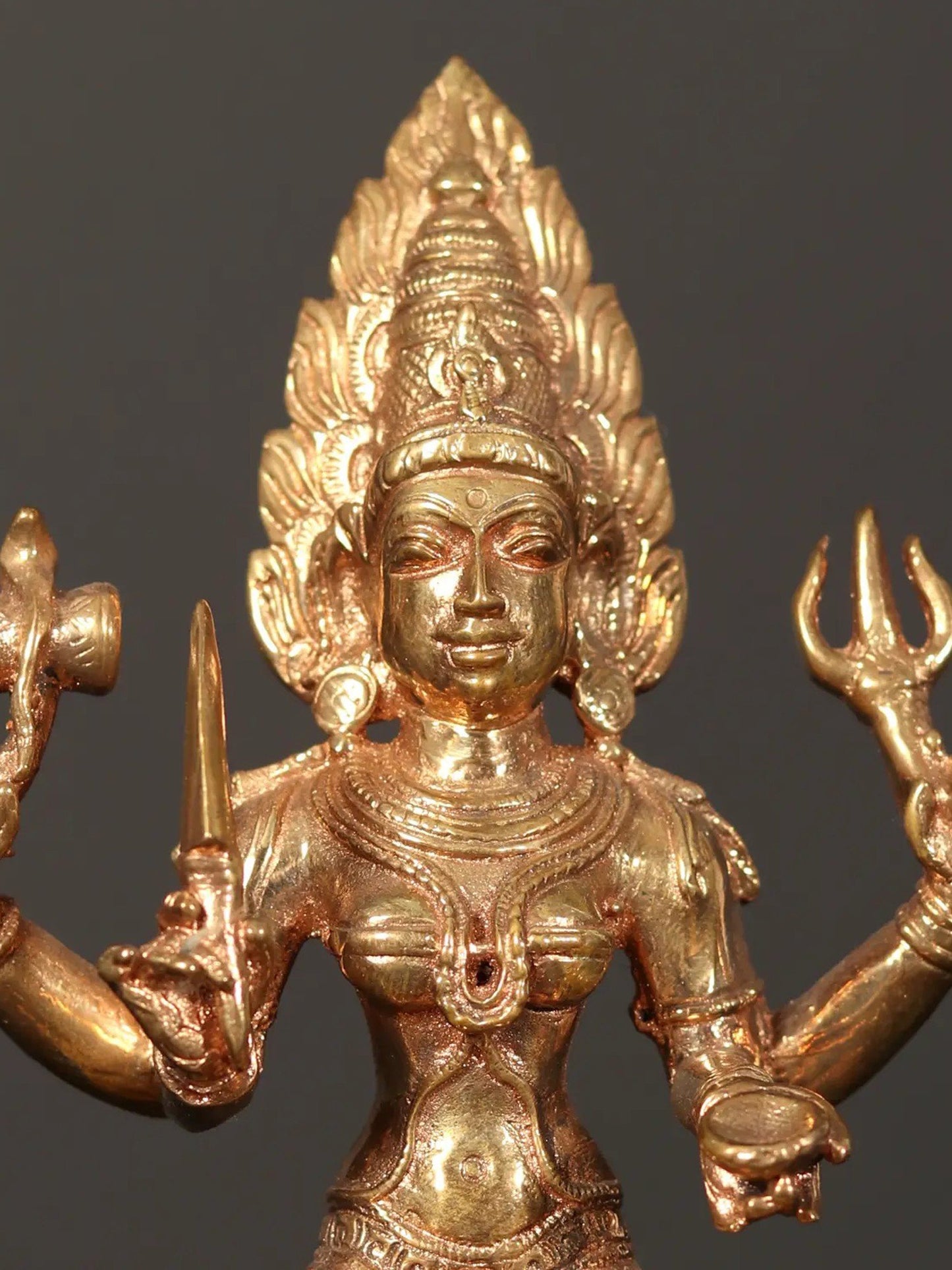 6" Bronze Goddess Mariamman Idol (South Indian Goddess Durga) | Handmade Goddess Statue