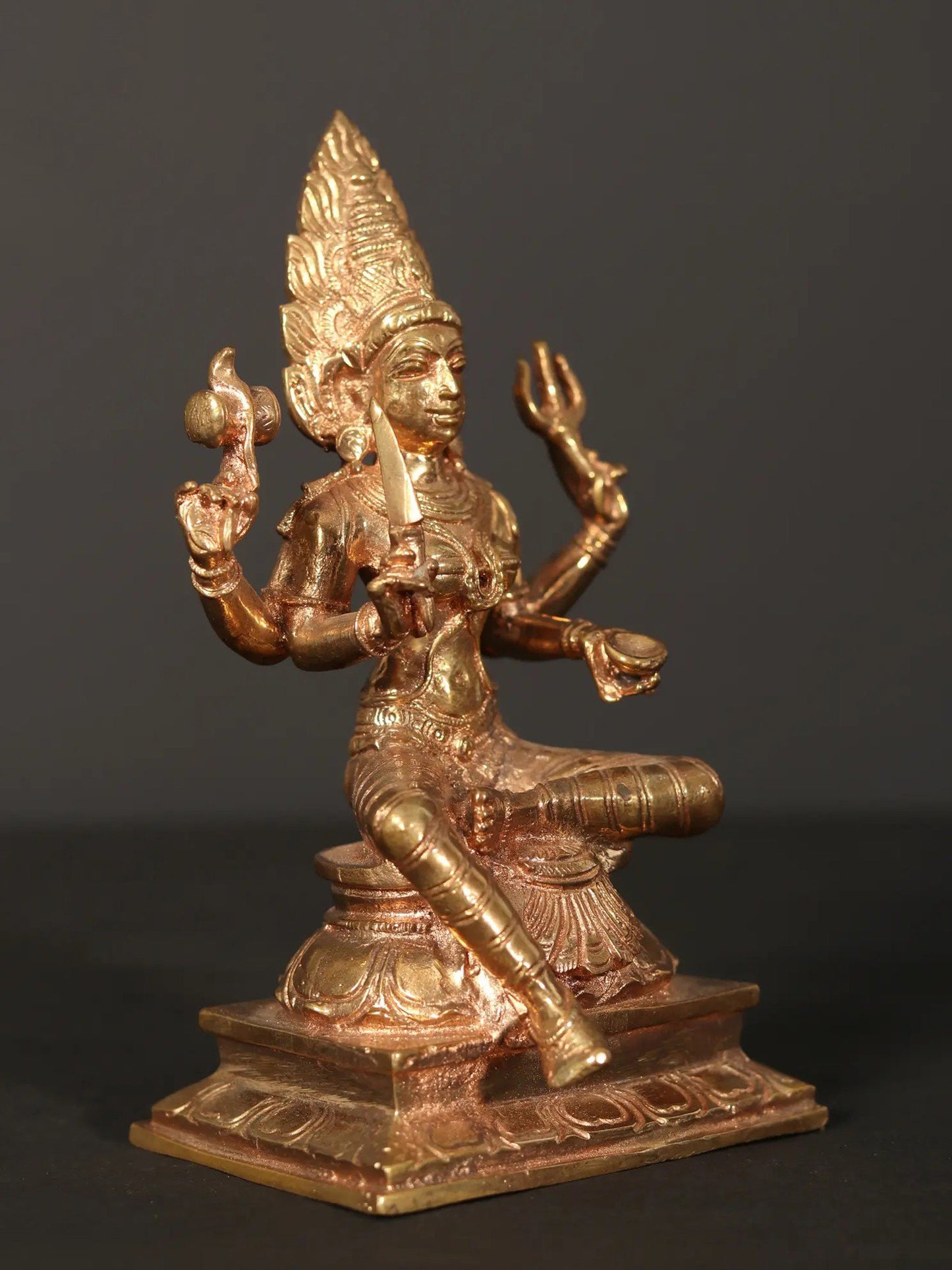 6" Bronze Goddess Mariamman Idol (South Indian Goddess Durga) | Handmade Goddess Statue