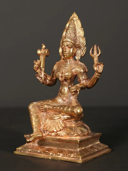 6" Bronze Goddess Mariamman Idol (South Indian Goddess Durga) | Handmade Goddess Statue