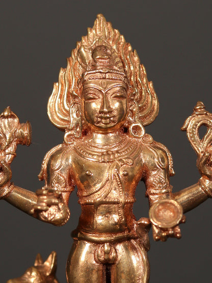 5" Lord Shiva As Bhairava Bronze Statue | Handmade Idol | Bronze Bhairava Sculpture