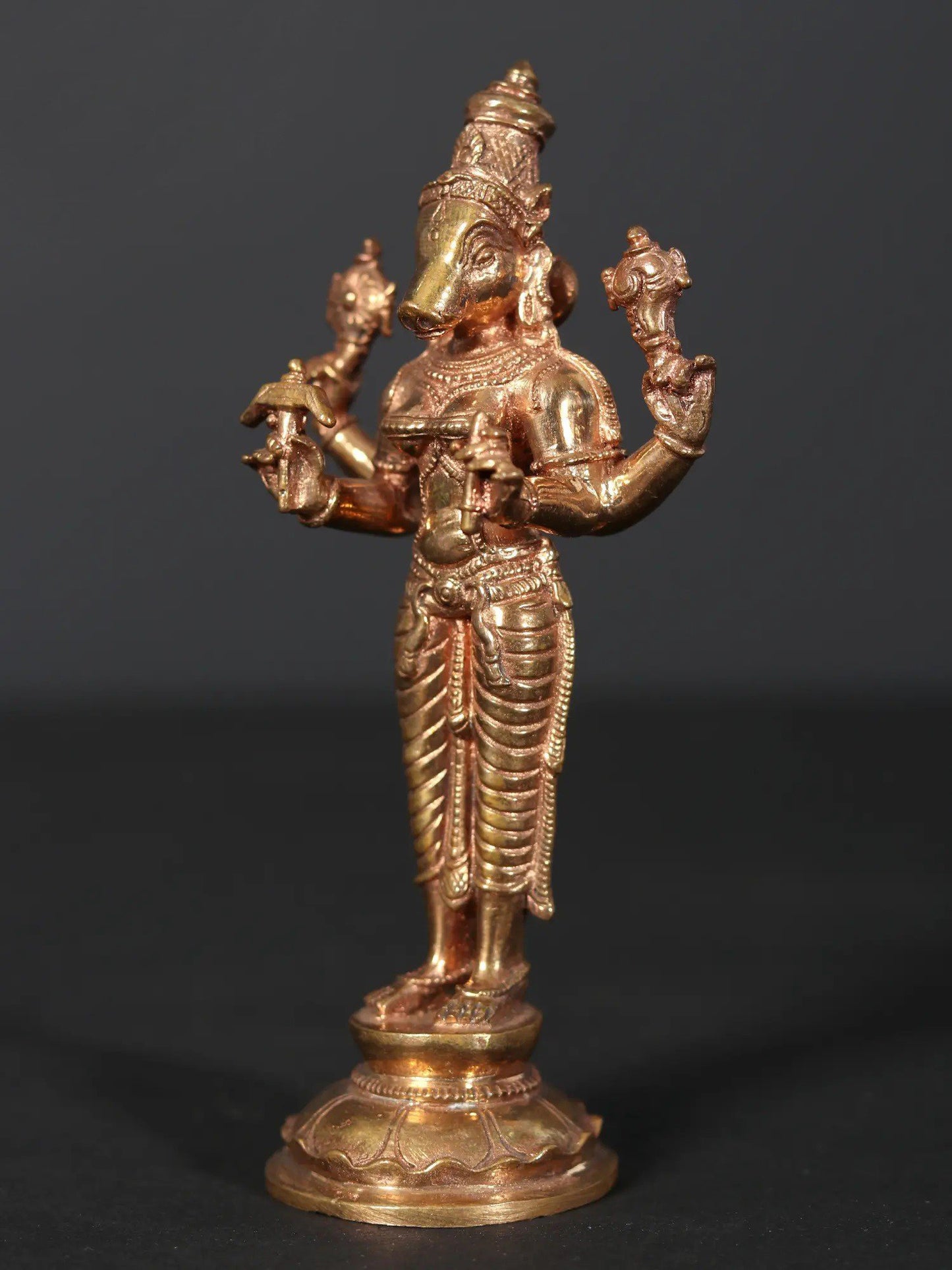 5" Small Standing Goddess Varahi Bronze Statue | Handmade Idol | Goddess Bronze Figurine