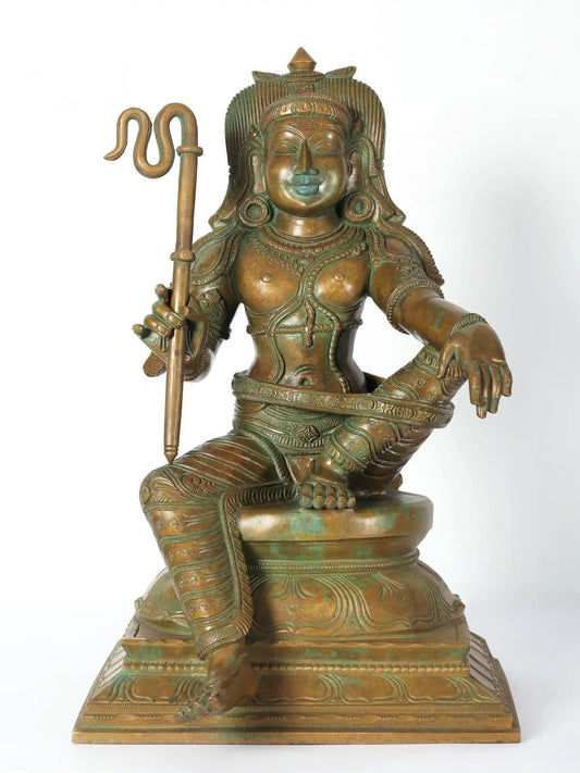 17" Hariharaputra Shasta Bronze Statue (Worshipped As A Form Of Ayappa) | Handmade Bronze Idol