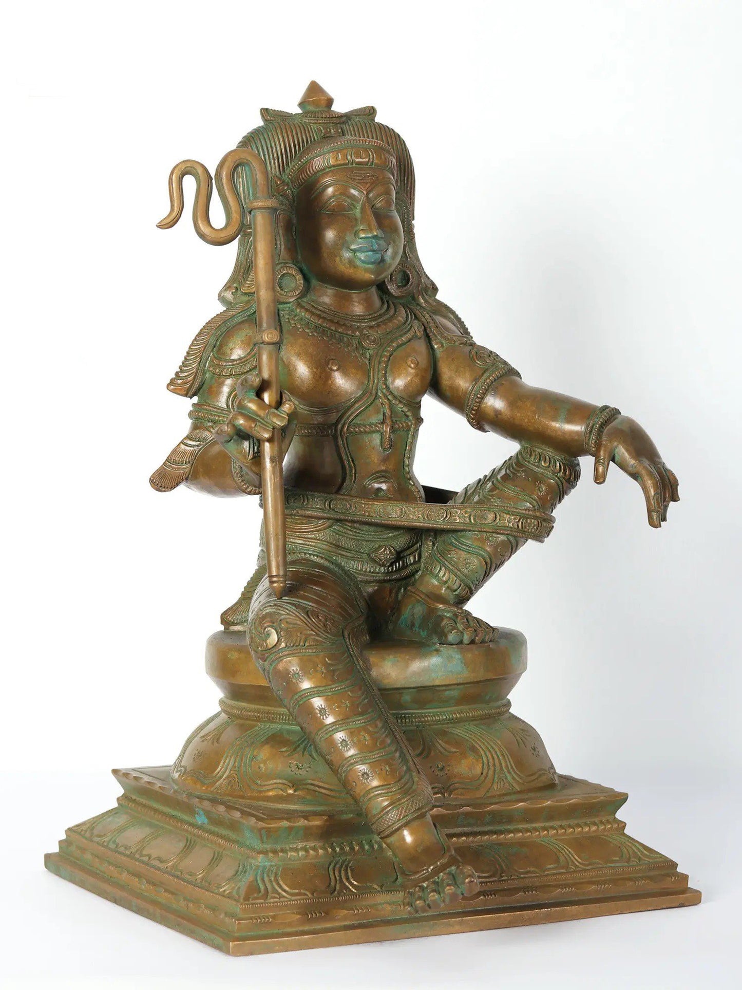 17" Hariharaputra Shasta Bronze Statue (Worshipped As A Form Of Ayappa) | Handmade Bronze Idol