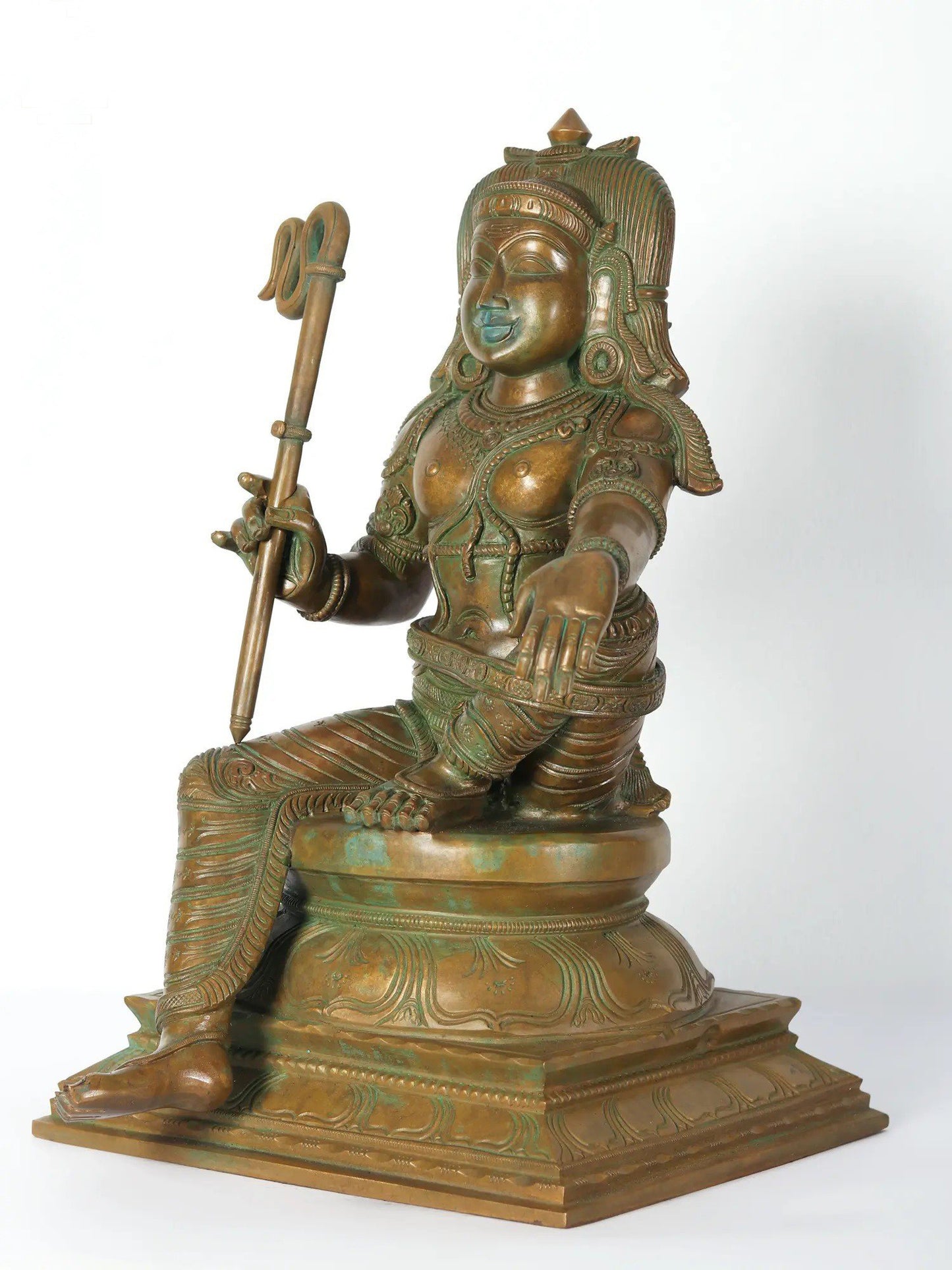 17" Hariharaputra Shasta Bronze Statue (Worshipped As A Form Of Ayappa) | Handmade Bronze Idol