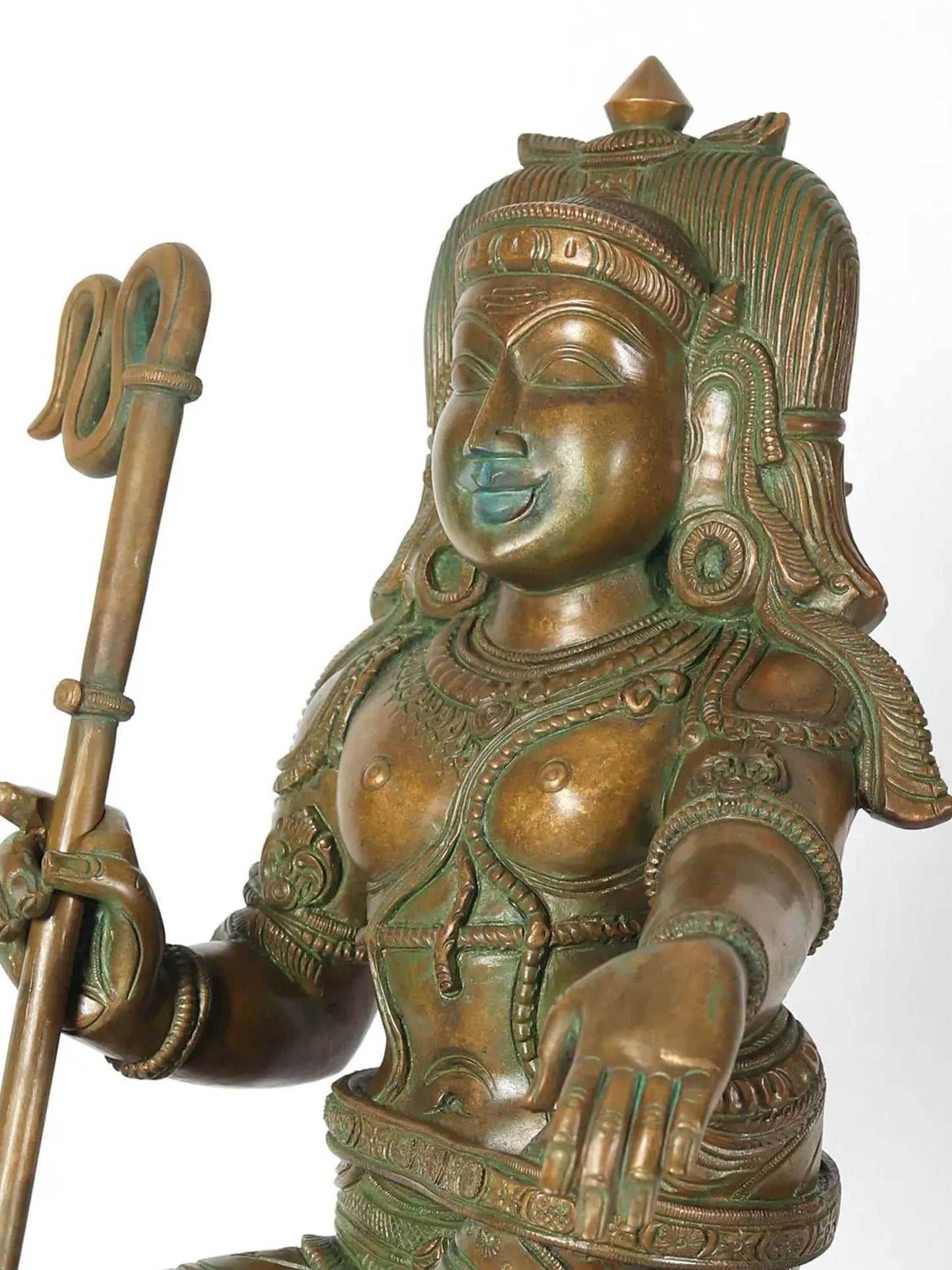 17" Hariharaputra Shasta Bronze Statue (Worshipped As A Form Of Ayappa) | Handmade Bronze Idol