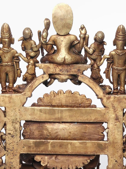 22" Bronze Shiva And Parvati Idol Seated On Throne In The Divine Residence Of Kailasa | Bronze Statue For Temple