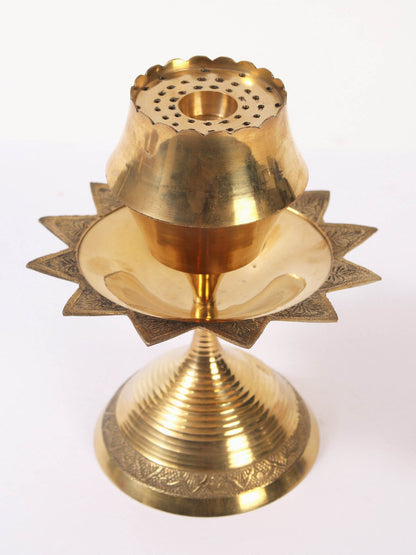 Brass Flower Shaped Agarbatti Stand | Incense Stick Stand | Handmade