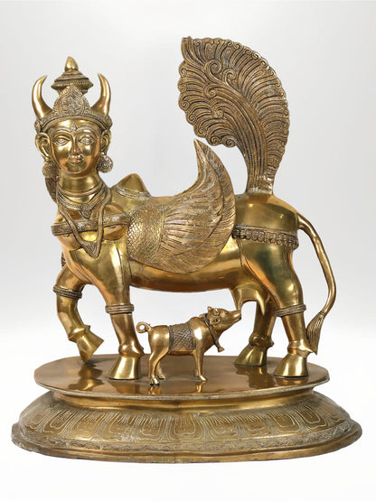 Goddess Kamadhenu Brass Statue | Sacred Cow Idol for Home Temple