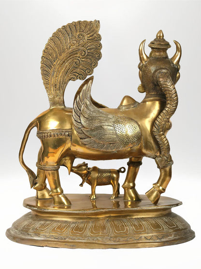 Goddess Kamadhenu Brass Statue | Sacred Cow Idol for Home Temple