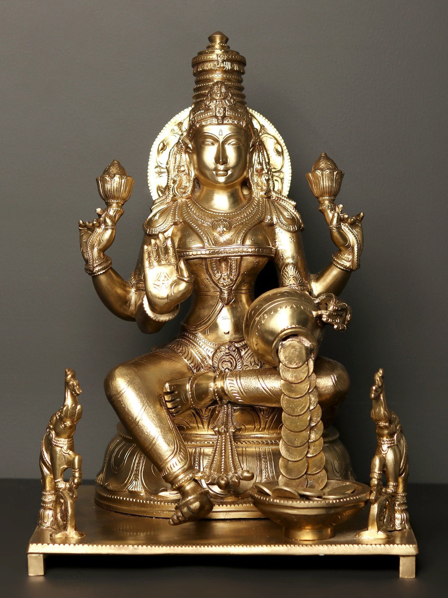 16" Bronze Goddess Lakshmi Statue - Supreme Goddess In Vaishnavism | Handmade Idol | Goddess Figurine For Temple