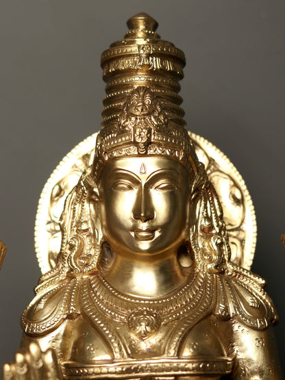 16" Bronze Goddess Lakshmi Statue - Supreme Goddess In Vaishnavism | Handmade Idol | Goddess Figurine For Temple