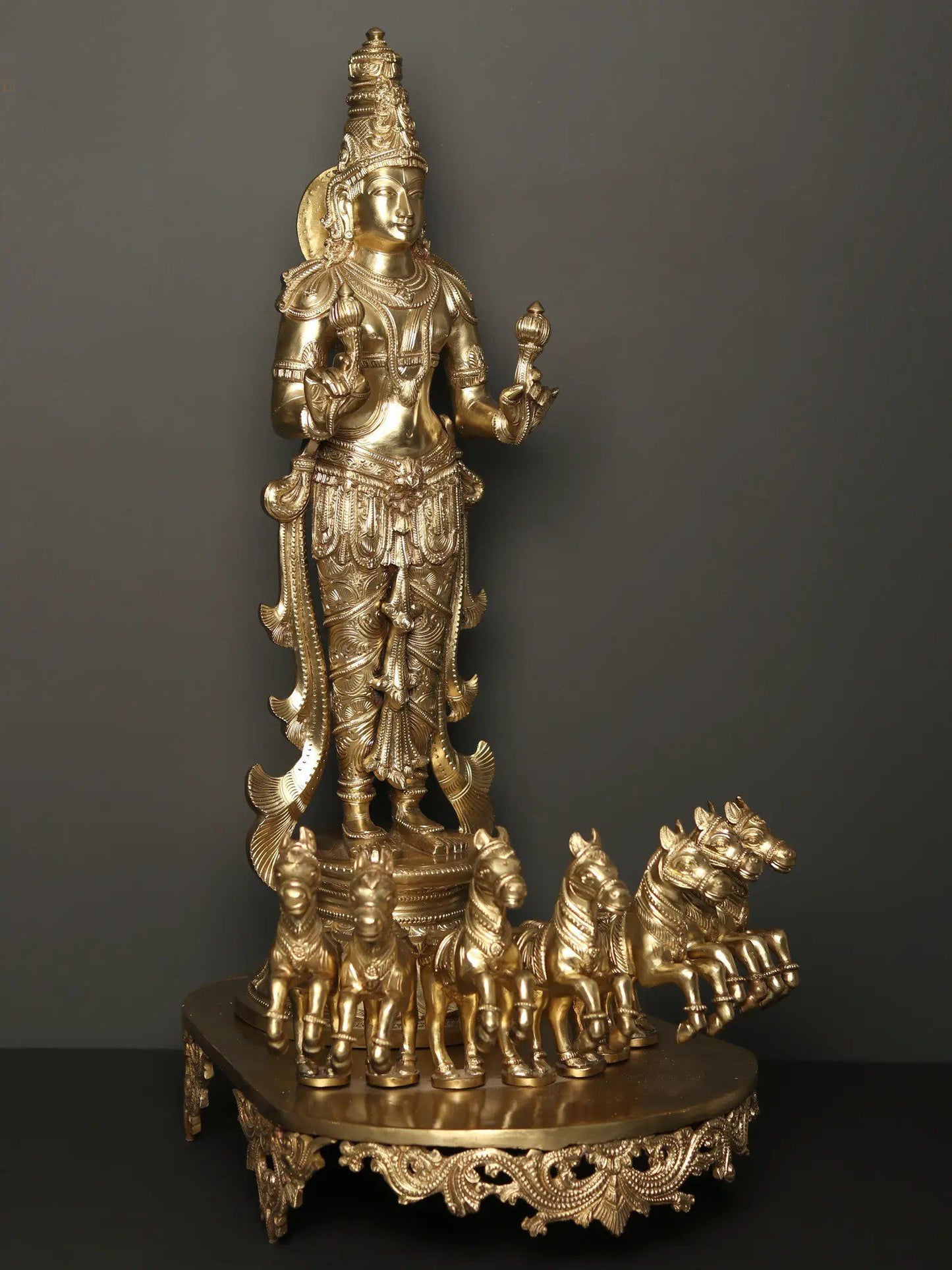 27" Lord Surya - God Of The Sun | Handmade Idol | Bronze Statue For Temple