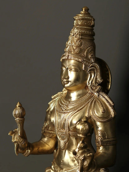 27" Lord Surya - God Of The Sun | Handmade Idol | Bronze Statue For Temple