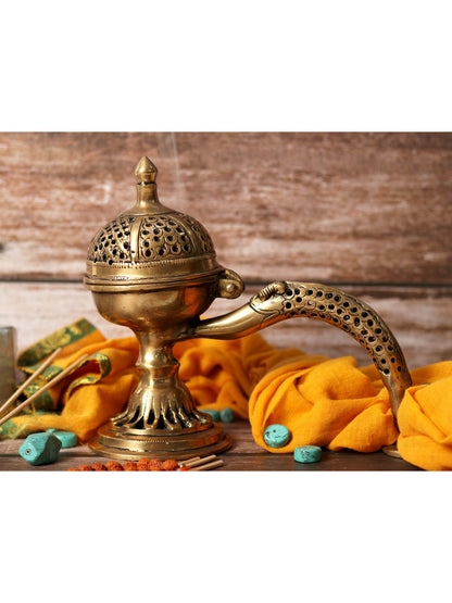 9" Brass Handheld Incense Burner | Handmade