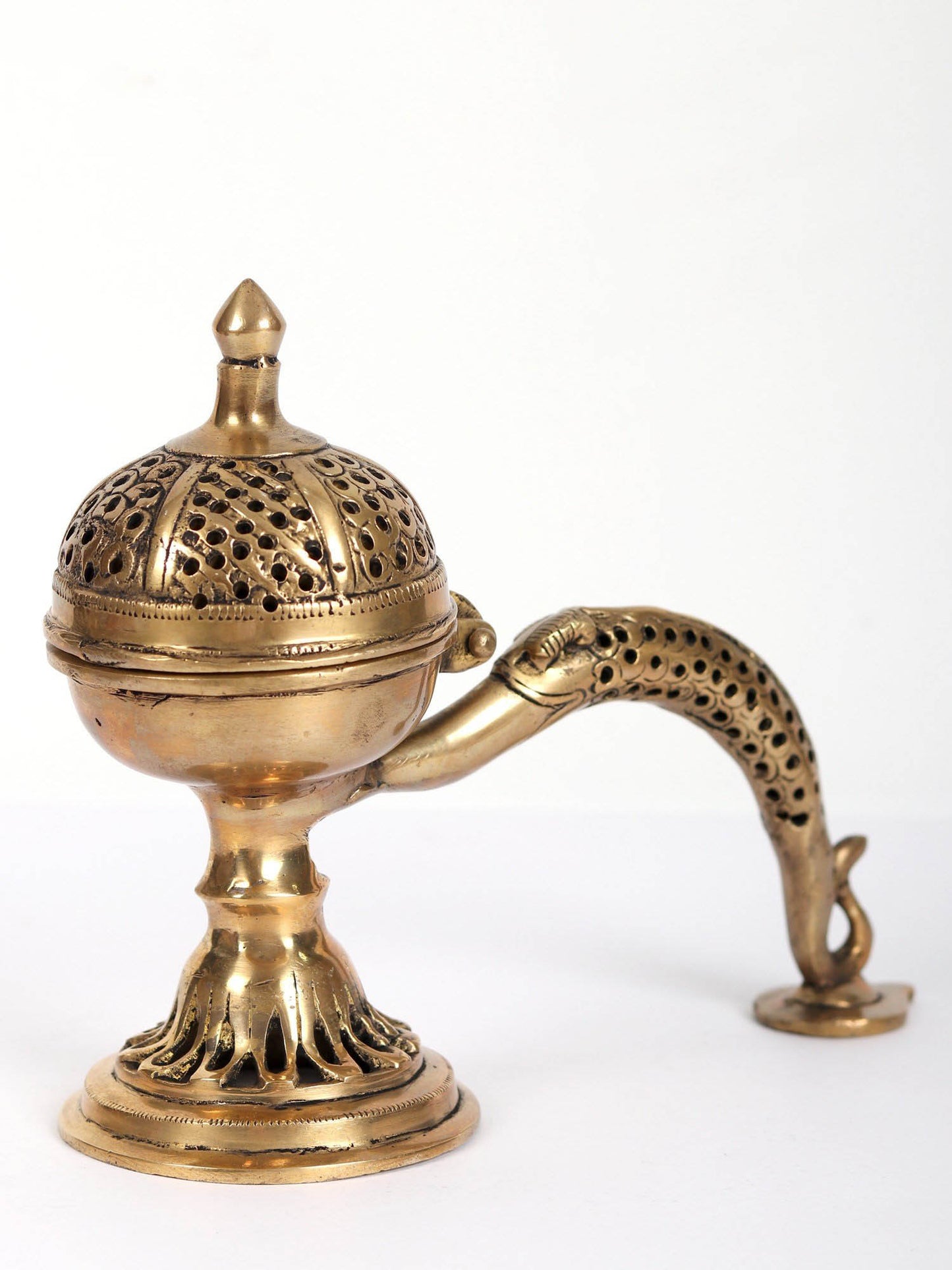 9" Brass Handheld Incense Burner | Handmade