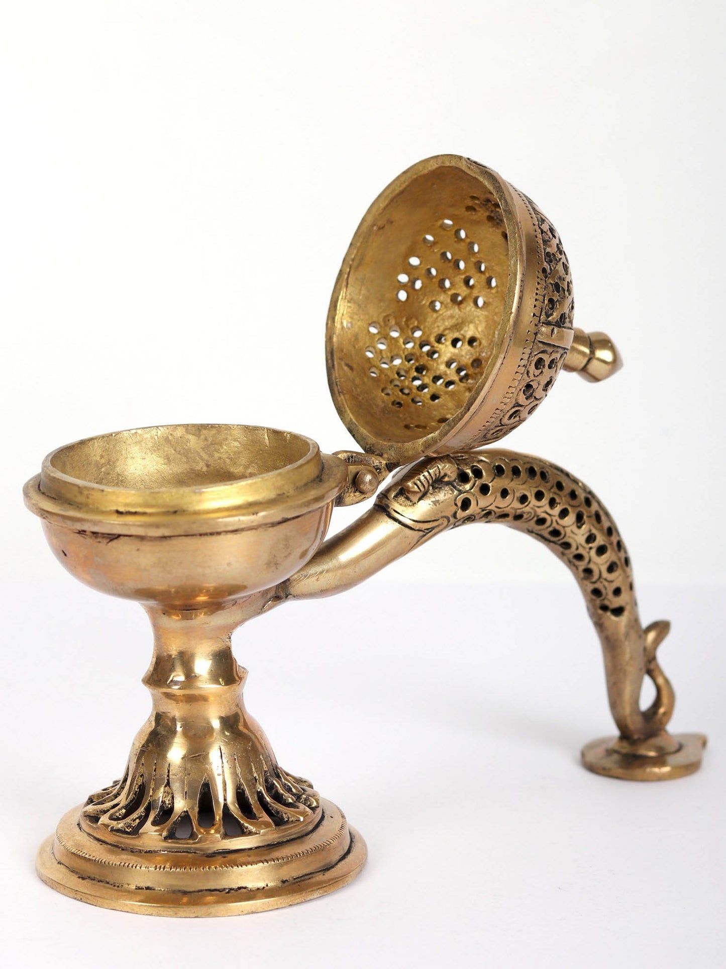 9" Brass Handheld Incense Burner | Handmade