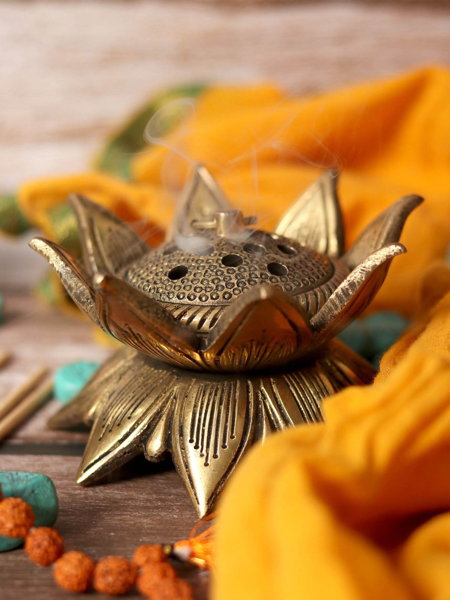 4" Small Brass Lotus Incense Burner | Handmade