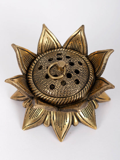 4" Small Brass Lotus Incense Burner | Handmade