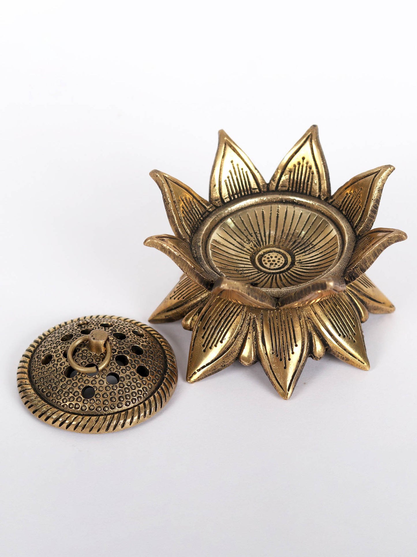 4" Small Brass Lotus Incense Burner | Handmade