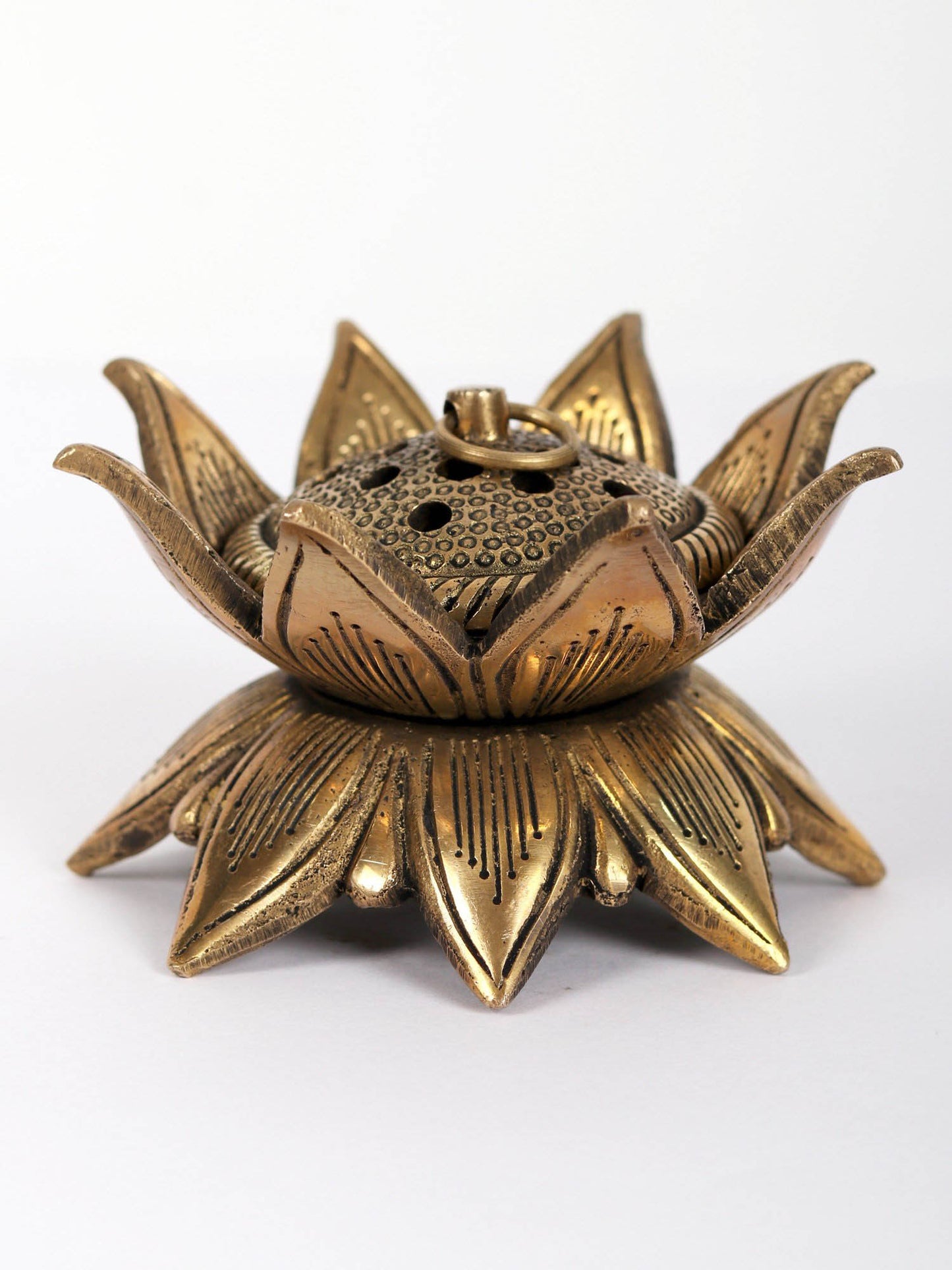 4" Small Brass Lotus Incense Burner | Handmade