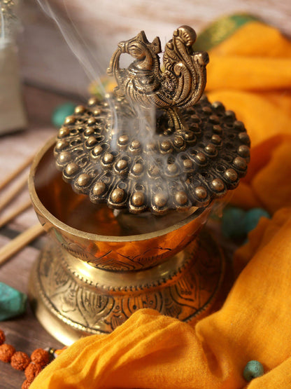 6" Brass Annam Design Dhoop Dani | Handmade