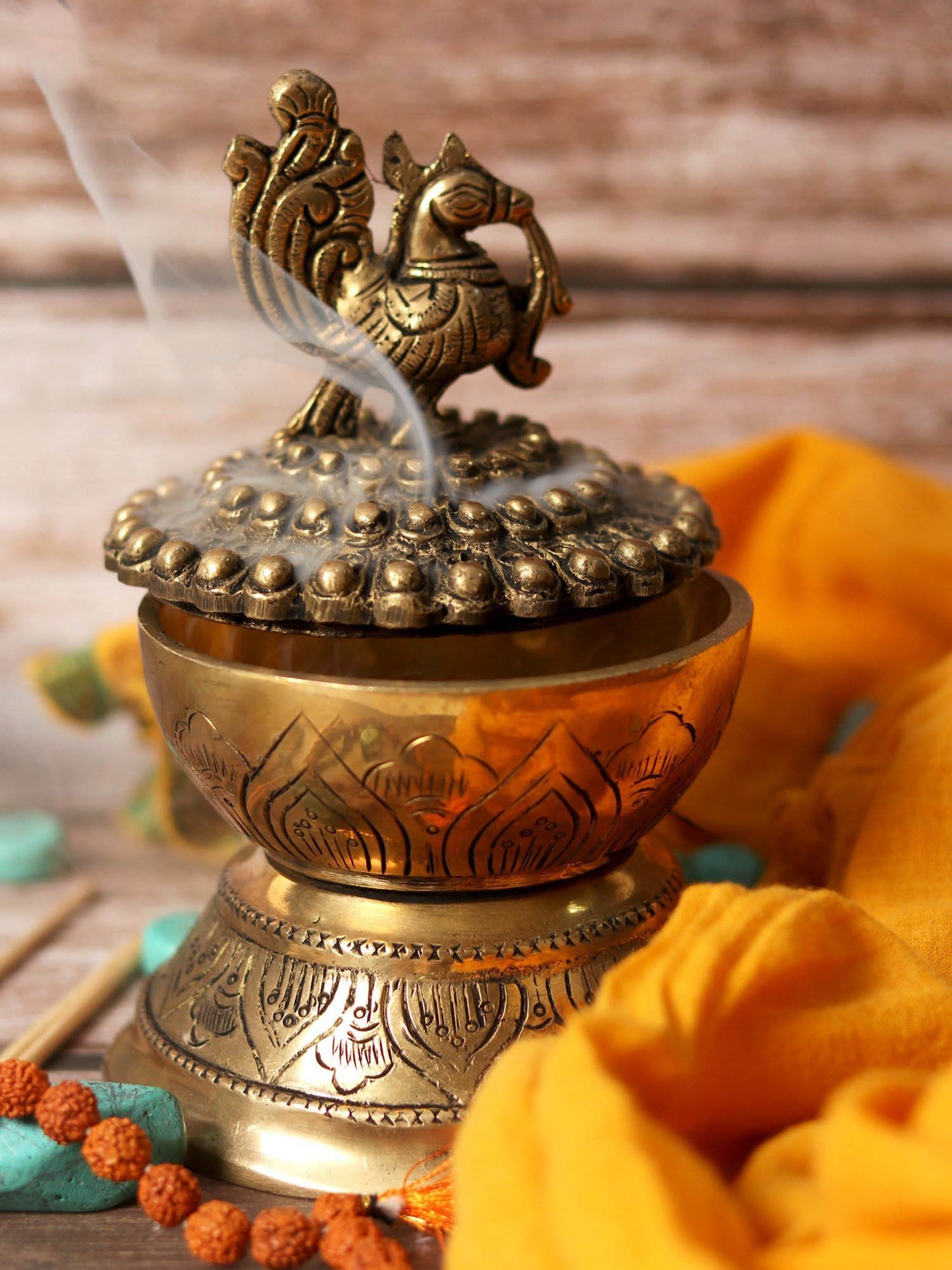 6" Brass Annam Design Dhoop Dani | Handmade