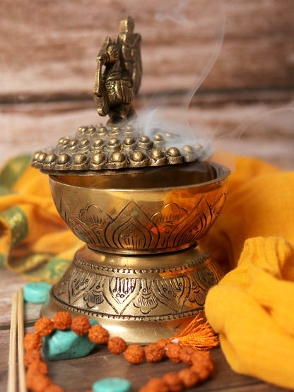 6" Brass Annam Design Dhoop Dani | Handmade