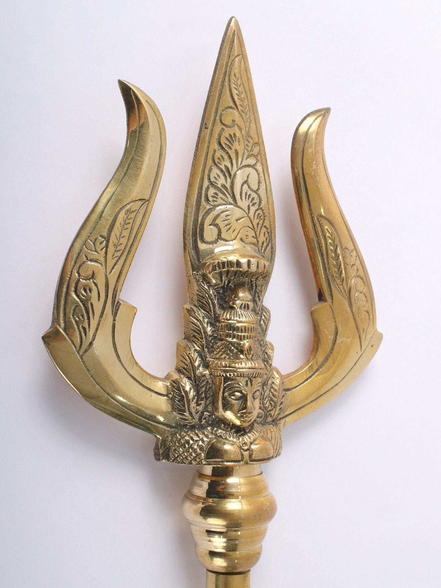 Brass Goddess Mariamman Design Trishul | Handmade Brass Trident For Temple