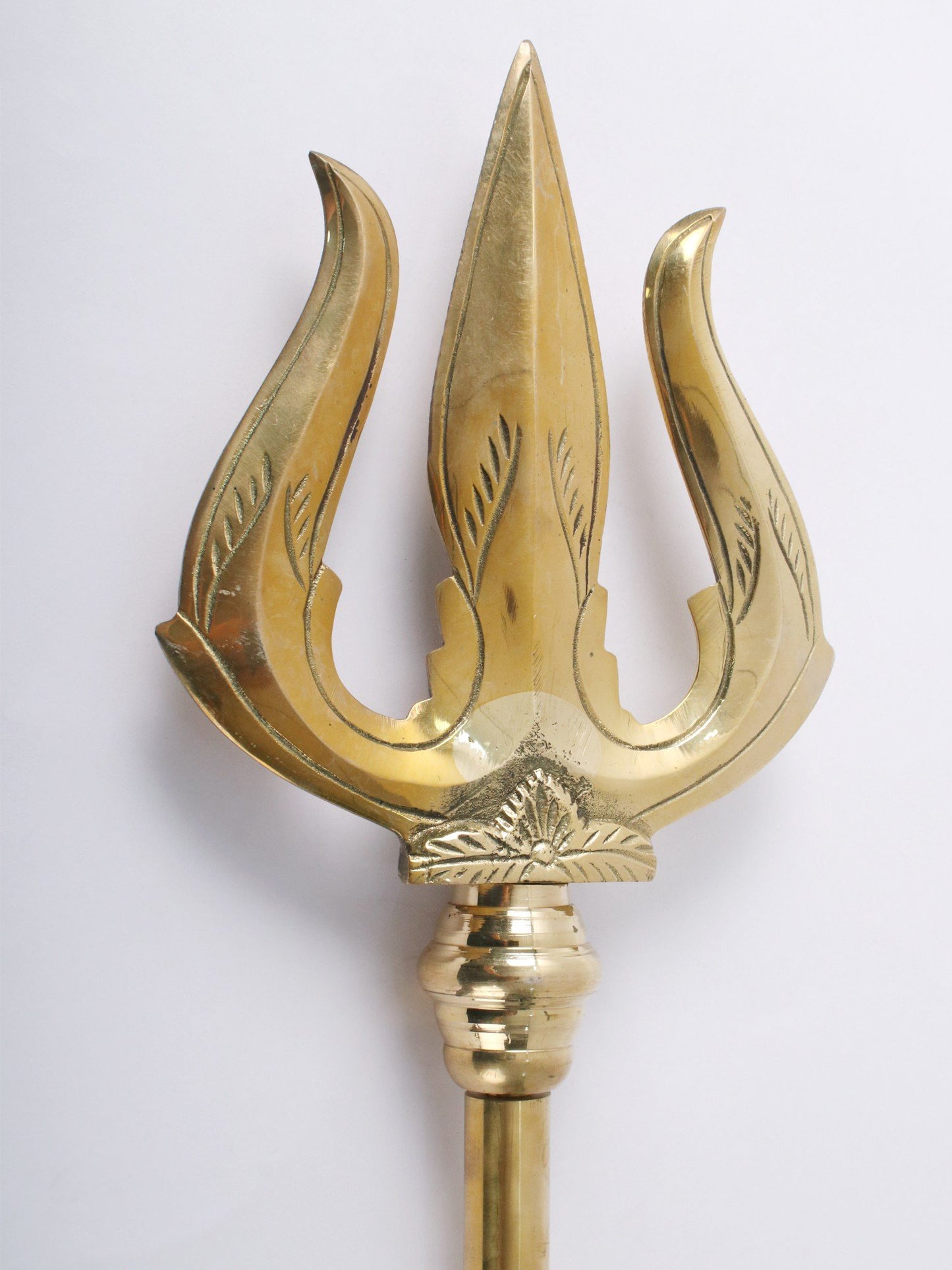 Brass Goddess Mariamman Design Trishul | Handmade Brass Trident For Temple