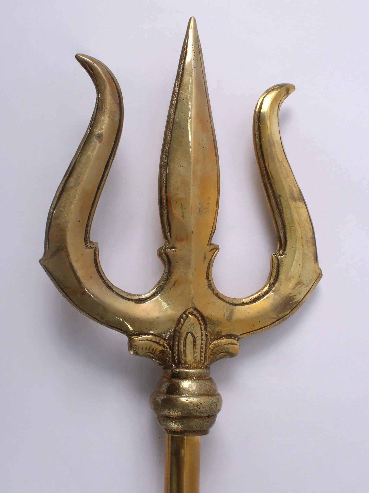 61" Kalash Design Brass Trident Of Lord Shiva | Handmade Brass Trident For Temple