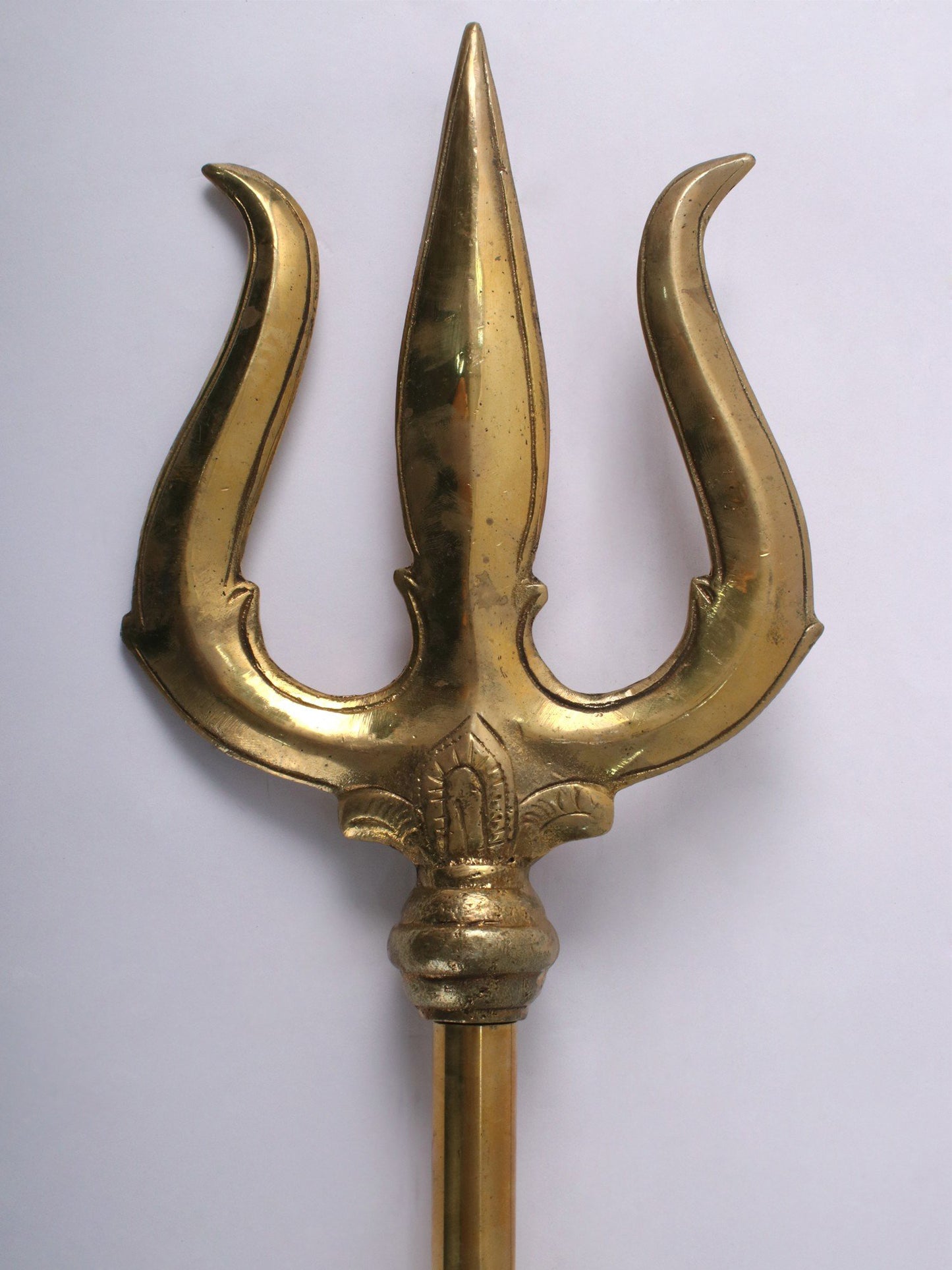 61" Kalash Design Brass Trident Of Lord Shiva | Handmade Brass Trident For Temple