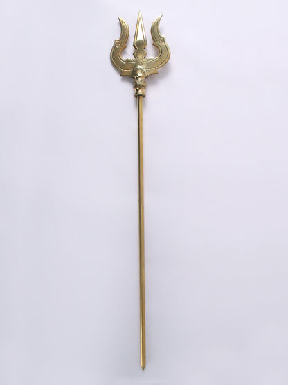 Brass Trishul (Trident) For Temple In Multiple Sizes | Handmade Brass Trident