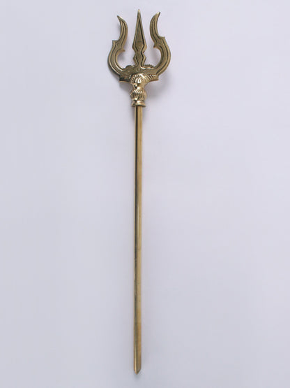 17" Brass Trident For Gifting And Temple | Handmade Brass Trishul