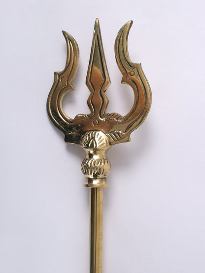 17" Brass Trident For Gifting And Temple | Handmade Brass Trishul