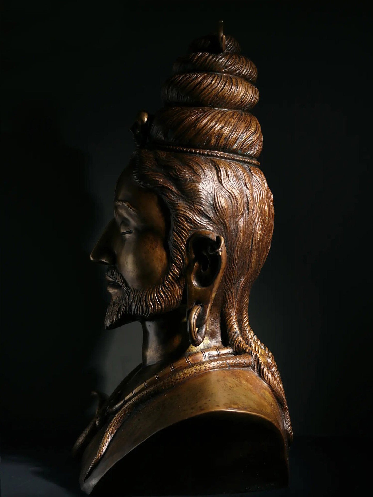 22" Superfine Shiva Parvati Bust In Bronze | Handmade Idol | Bronze Shiva And Parvati Figurine