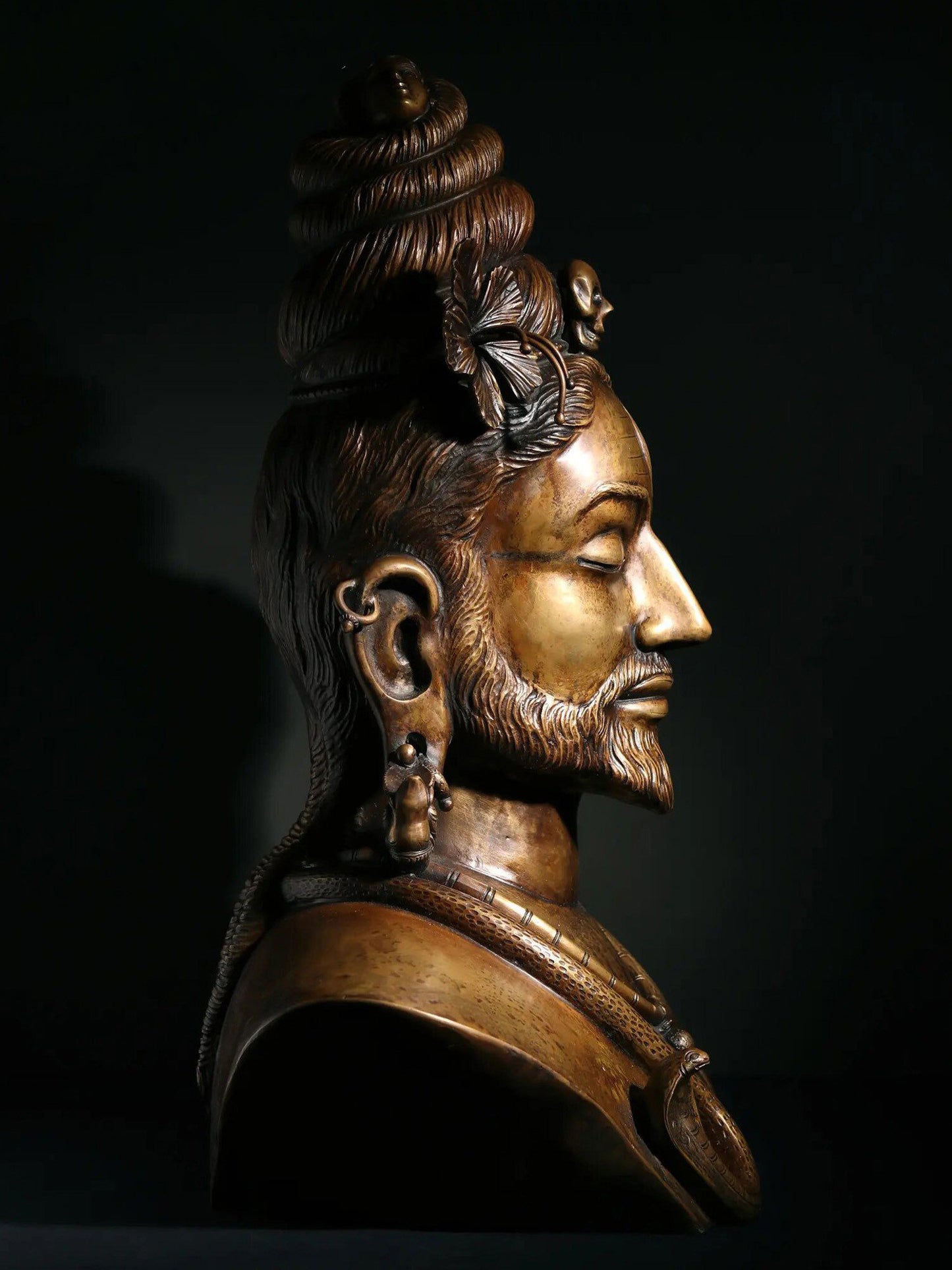 22" Superfine Shiva Parvati Bust In Bronze | Handmade Idol | Bronze Shiva And Parvati Figurine