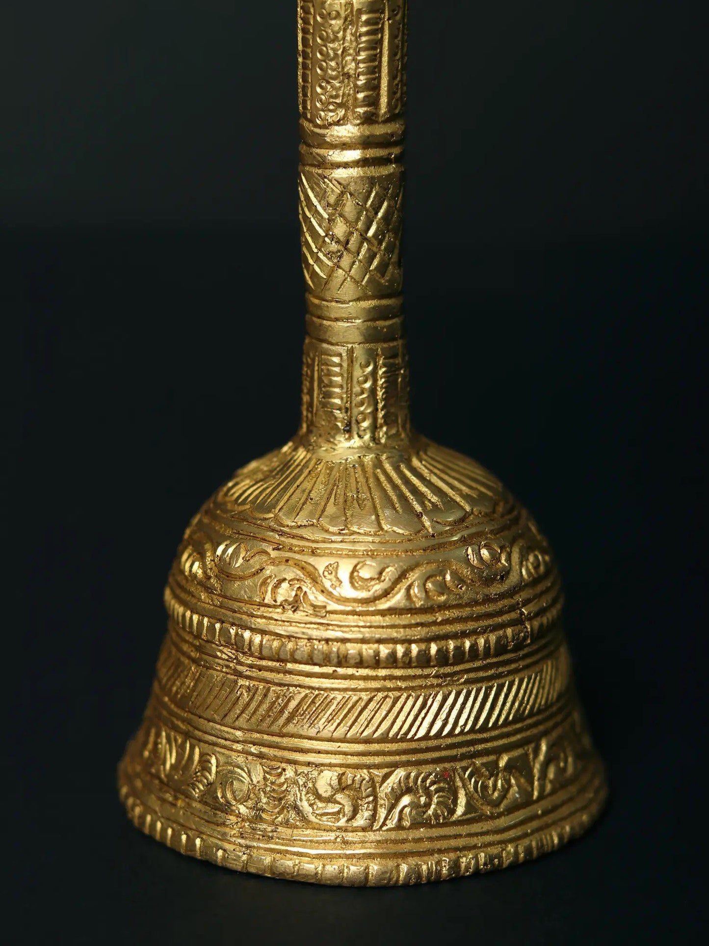 6" Designer Brass Hindu Ritual Bell With Nandi On The Top | Brass Bell For Pooja | Decorative Bell