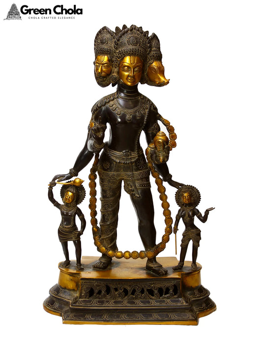 24-inch Vishnu Vaikuntha Brass Statue | God Idol for Temple