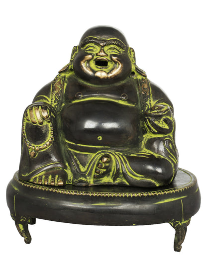 6" Laughing Buddha Incense Burner in Brass | Handmade | Made in India