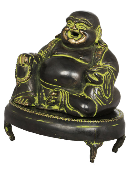 6" Laughing Buddha Incense Burner in Brass | Handmade | Made in India