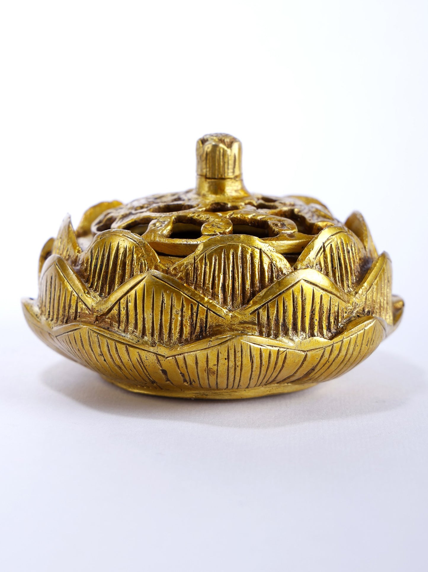 3" Lotus Design Incense Burner/Dhoop Dani in Brass | Spiritual Home Decor