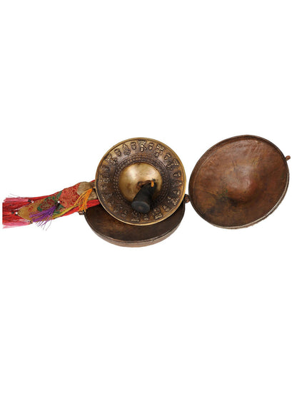 6" Tibetan Buddhist Cymbals With Case | Handmade | Bronze And Copper Ritual Item