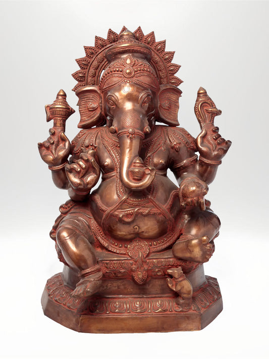 31-Inch Large Ekadanta Lambodara Ganapati Brass Statue